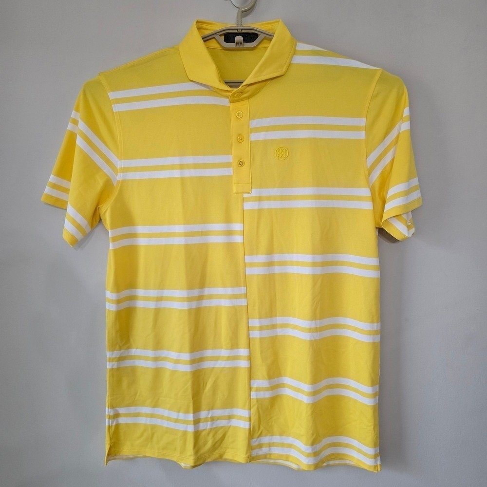 G/FORE XXL Mens Golf Polo Shirt Yellow White Striped Short Sleeve